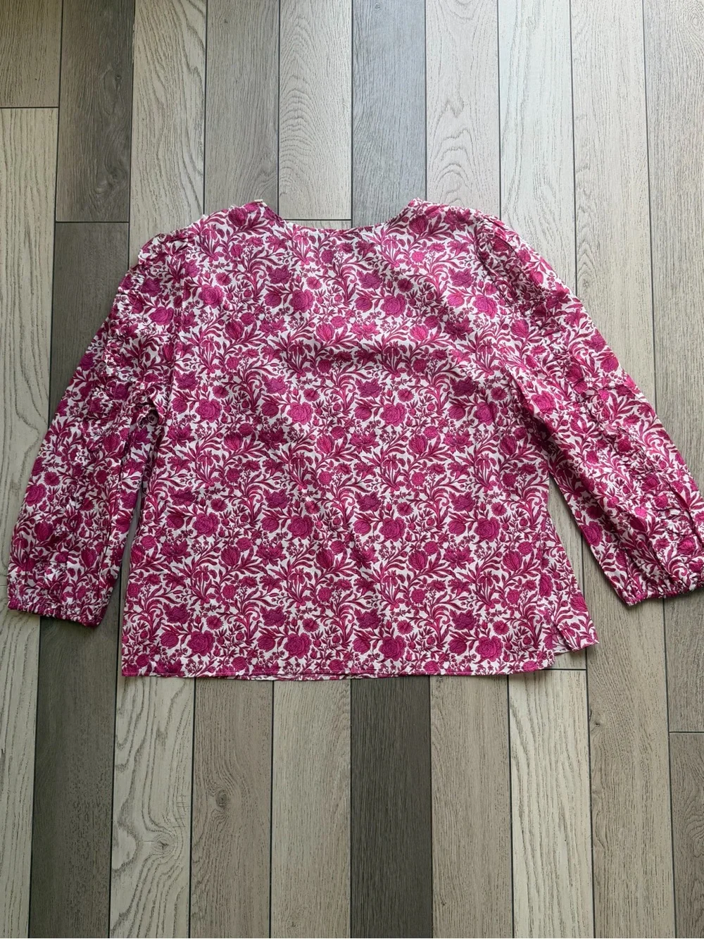 J.Crew Liberty Sambourne Floral Ruffle Sleeve Top Azalea size XL 100% cotton